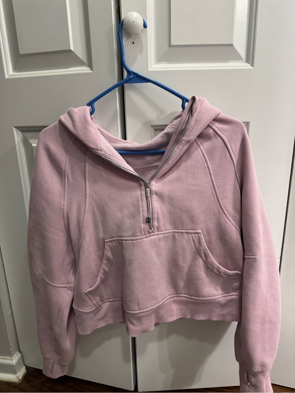 lululemon athletica Cropped Half-Zip Hoodie in Dusty Pink